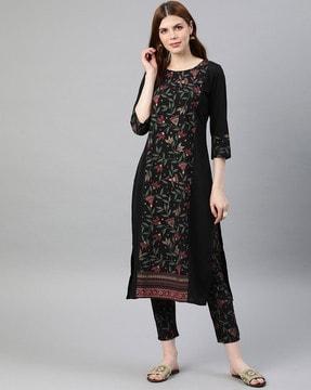 floral straight kurta & pants set