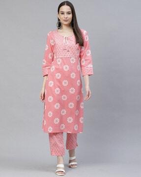 floral straight kurta set