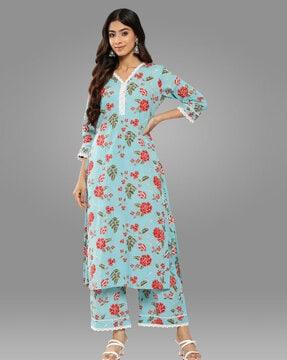 floral straight kurta set