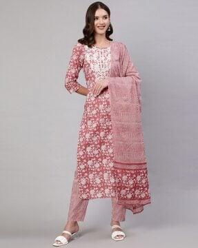 floral straight kurta set