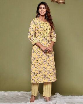 floral straight kurta set