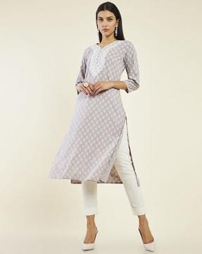 floral straight kurta