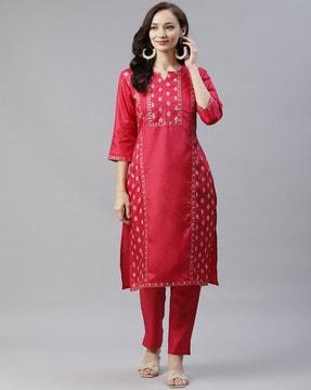 floral straight kurta