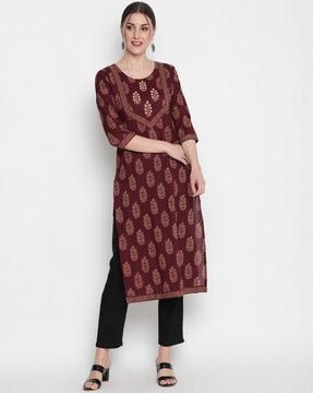 floral straight kurta