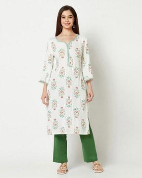 floral straight kurta