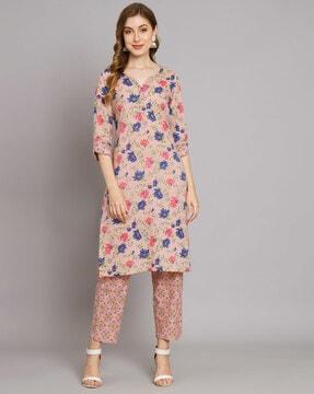 floral straight kurta