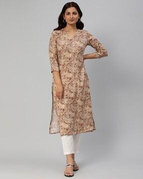 floral straight kurta