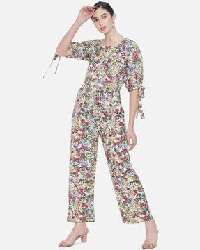 floral tiered-sleeves jumpsuit