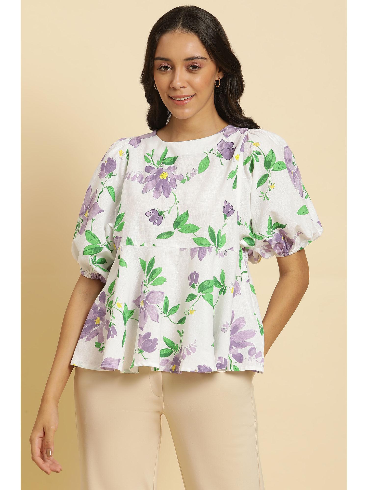 floral top - white