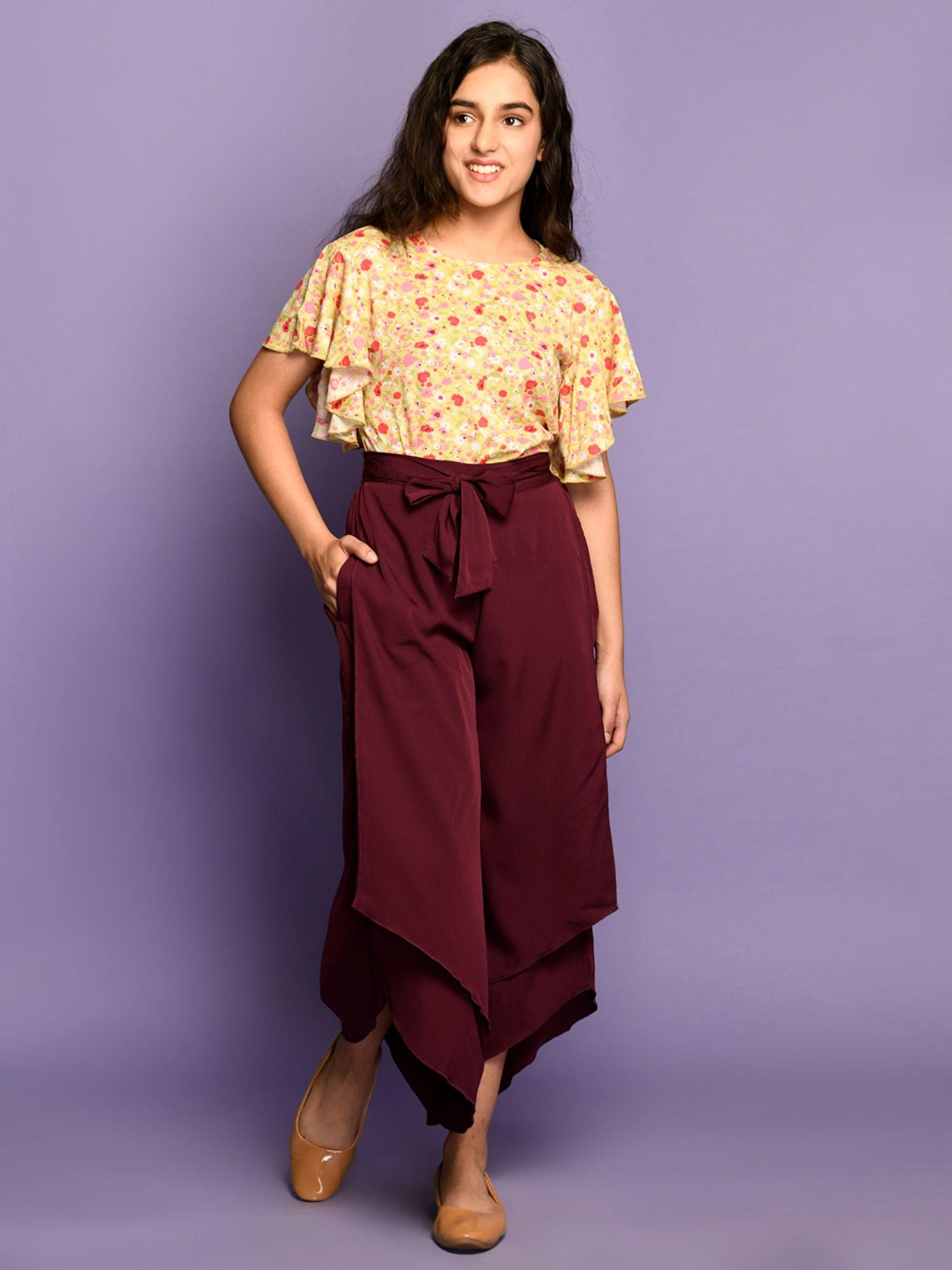 floral top with skirt palazzo (set of 2)