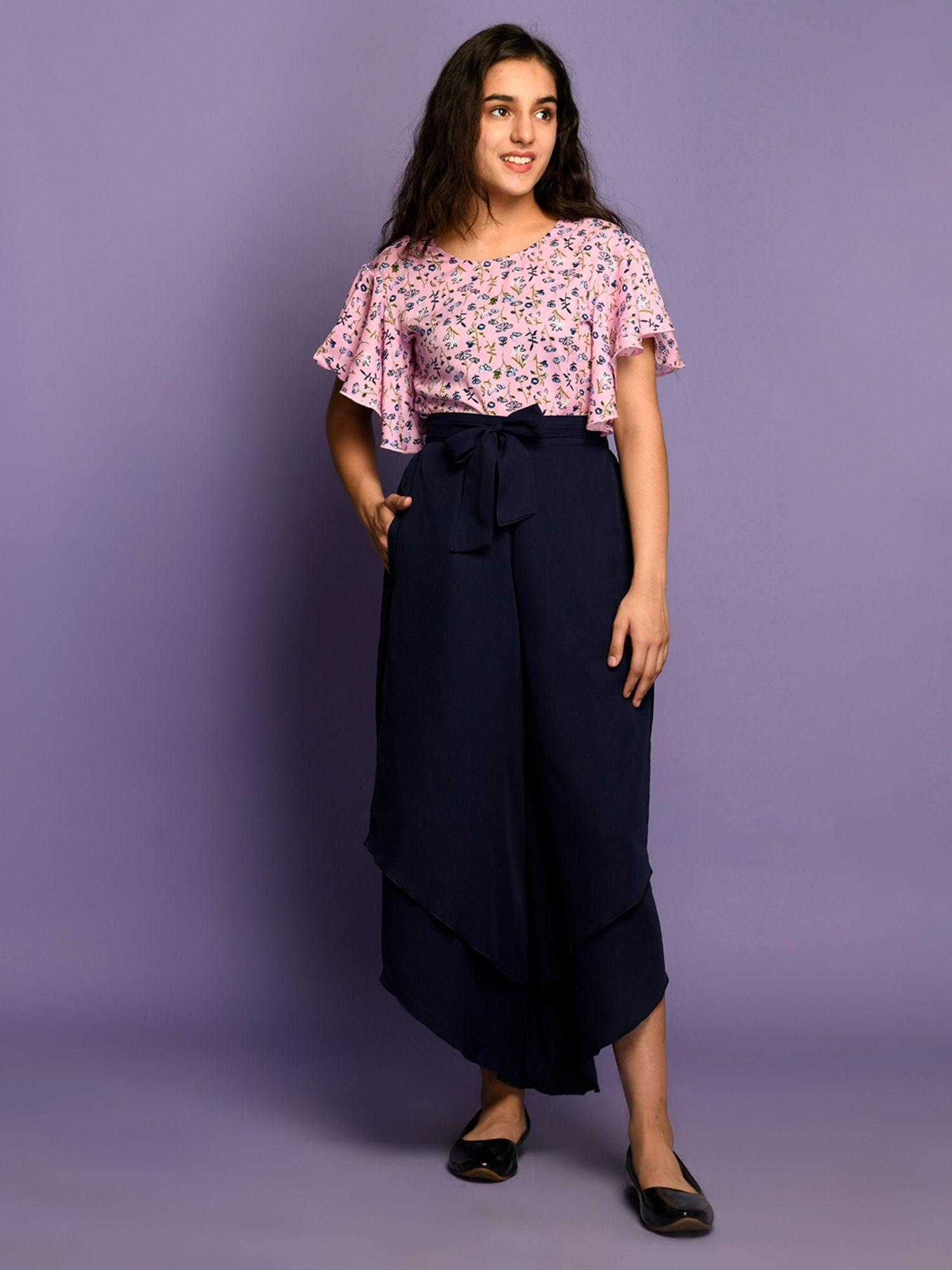 floral top with skirt palazzo (set of 2)
