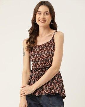 floral top with sleeveless