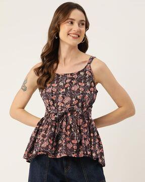 floral top with sleeveless