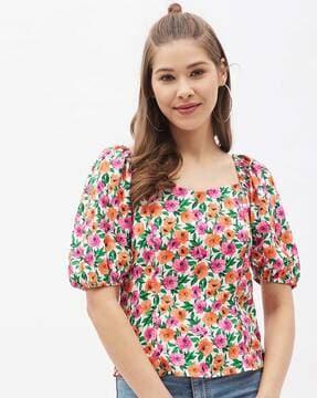 floral top with square neckline