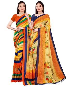 floral traditional saree with blouse piece saree