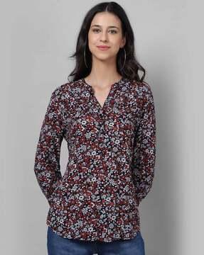 floral tunic with v neckline