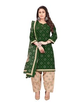 floral unstitched dress material with dupatta