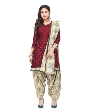 floral unstitched dress material with dupatta