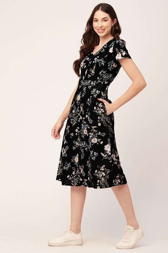 floral v-neck rayon womens dress