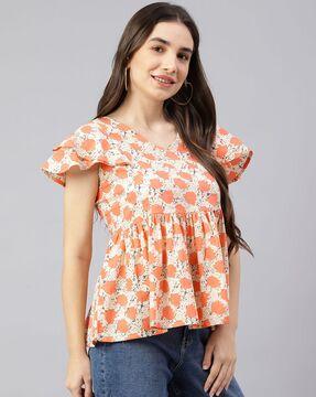 floral v-neck top