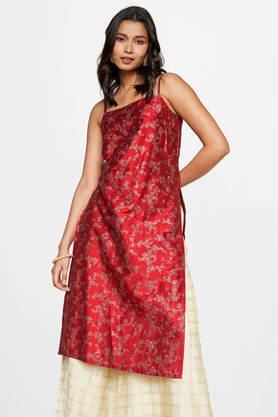 floral viscose festive wear women's kurta palazzo set - red