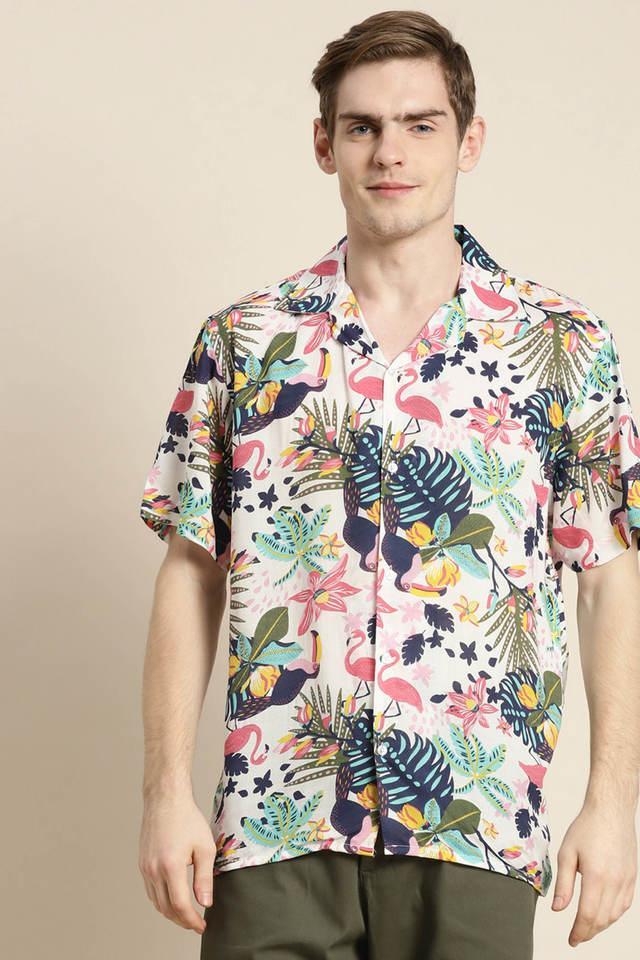 floral viscose relaxed fit mens casual shirt