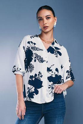 floral viscose spread collar women's casual wear shirt - multi