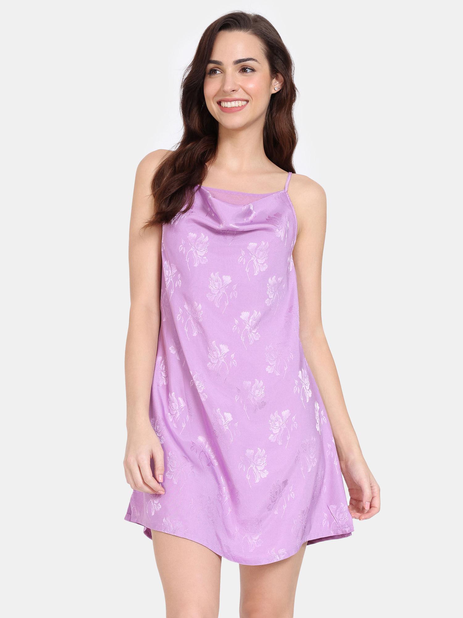 floral vows woven knee length nightdress - african violet