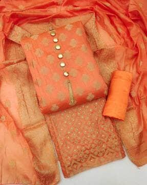 floral woven 3-piece unstitched dress material with dupatta