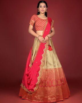 floral woven a-line lehenga choli set with dupatta