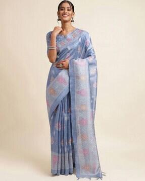 floral woven art silk saree