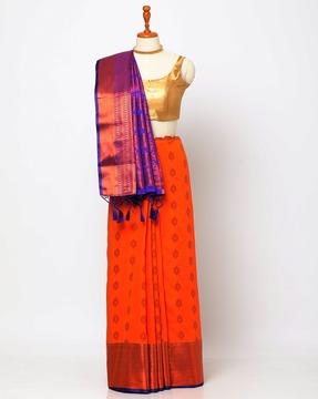 floral woven art silk saree