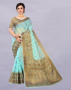 floral woven art silk saree