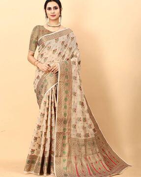 floral woven art silk saree