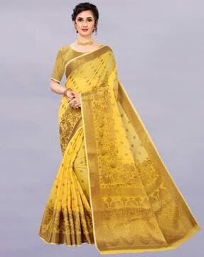 floral woven art silk saree