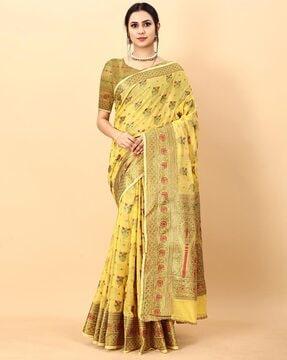 floral woven art silk saree