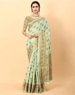 floral woven art silk saree