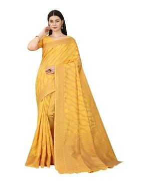 floral woven banarasi saree with zari border