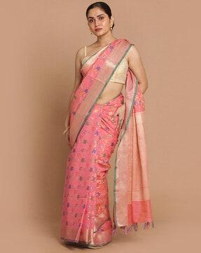 floral woven banarasi saree