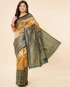 floral woven banarasi silk saree