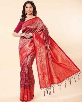 floral woven banarasi silk saree