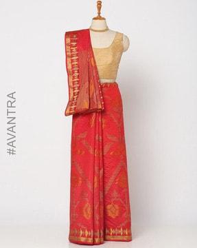 floral woven banarasi silk saree