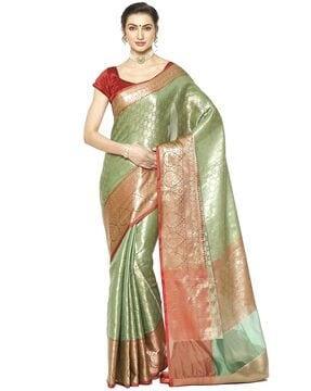 floral woven banarasi silk traditional saree