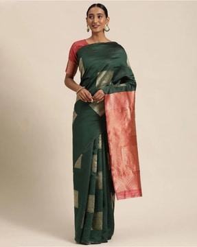 floral woven banarasi soft silk saree