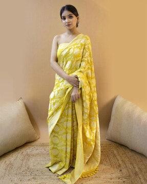 floral woven banarasi soft silk saree