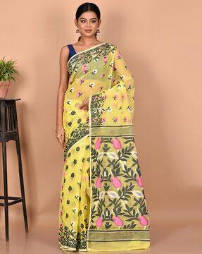 floral woven cotton saree