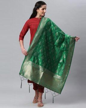 floral woven dupatta with tassels