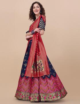 floral woven flared lehenga choli set with dupatta