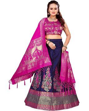 floral woven flared lehenga choli set with dupatta