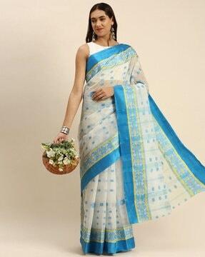 floral woven handloom cotton saree